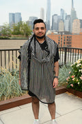 Translucent Striped Scarf Unisex Reversible Top