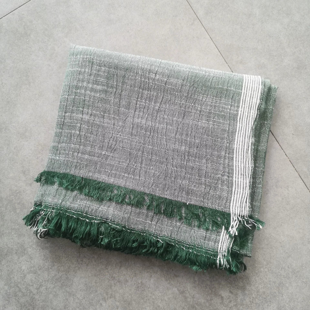 Thin Striped Solid Color Cotton And Linen Scarf