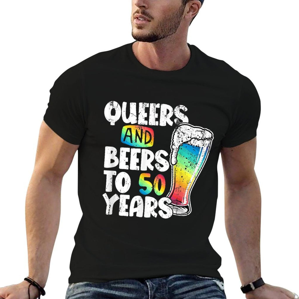 Queers And Beers to 50 Years, 50th Birthday Gay Pride LGBTQ  Soft T-Shirt