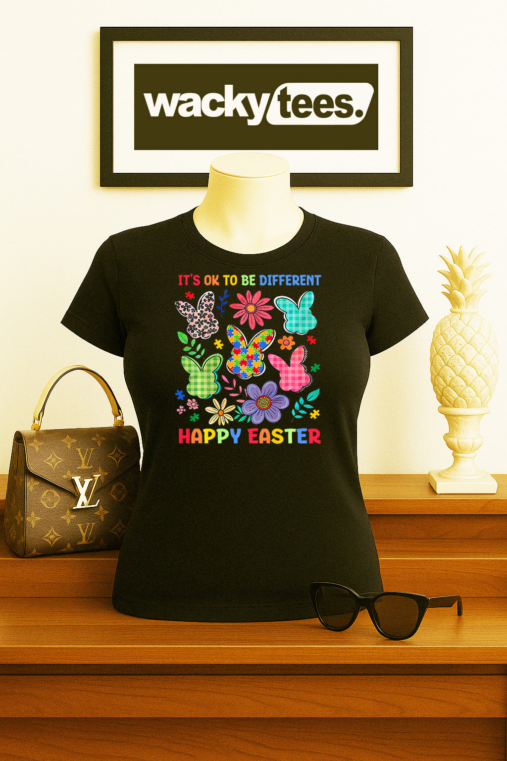 Its Okay to be Different Happy Easter Autism Awareness Graphic Tee Shirt