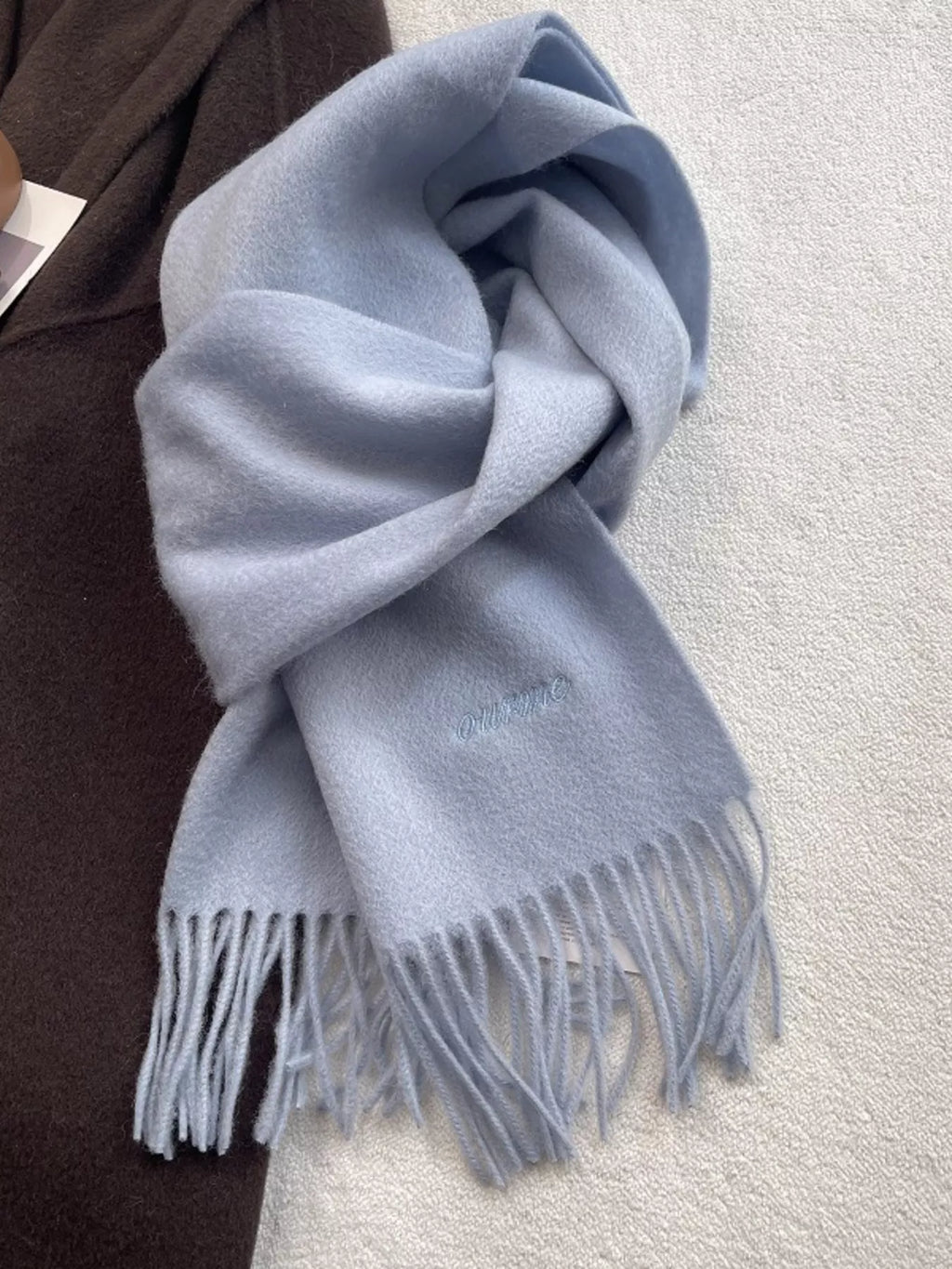 Wool Fringe Solid Color Scarf - Versatile