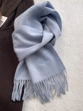 Wool Fringe Solid Color Scarf - Versatile