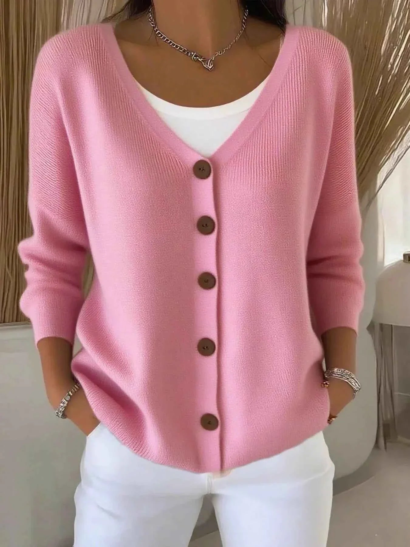 Full Size V-Neck Button-Down Knit Sweater Plus Size