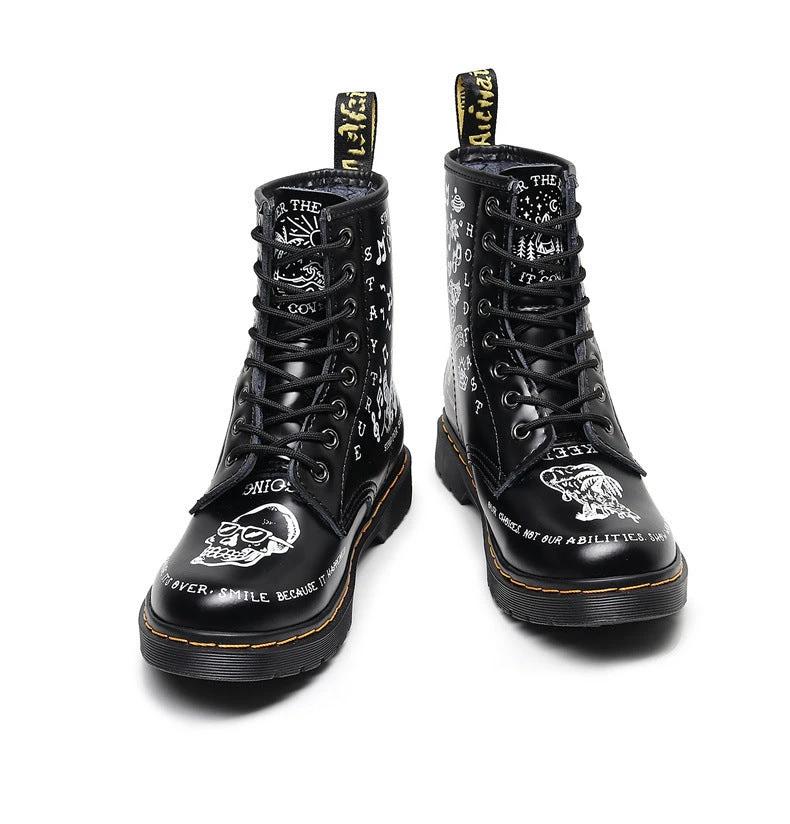 Men's Hard Leather Graffiti Boots