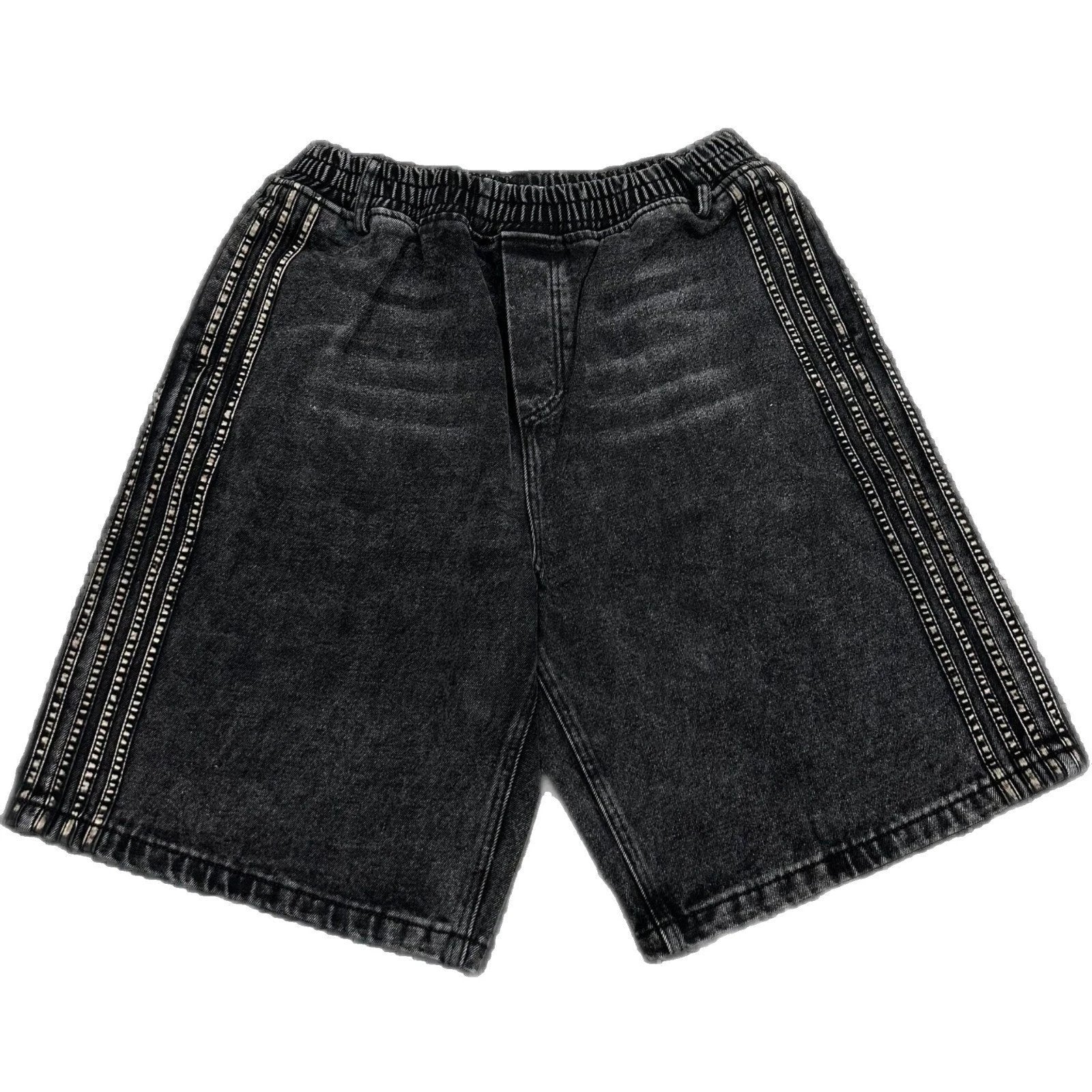 Hip Hop Striped Embroidery Baggy Denim Shorts