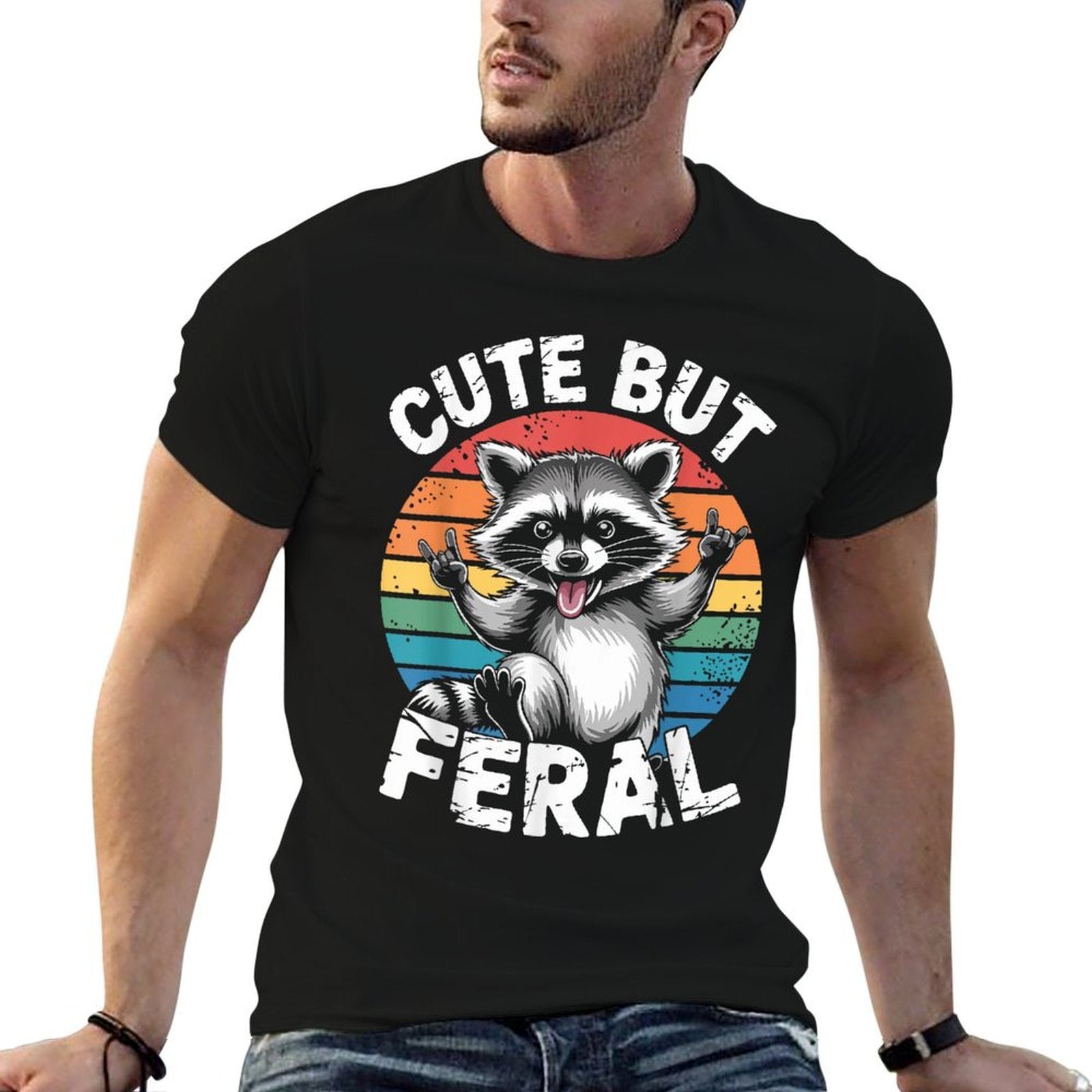 Cute But Feral Toddler Funny Raccoon Racoon Kids Feral Child  Easy-care T-Shirt