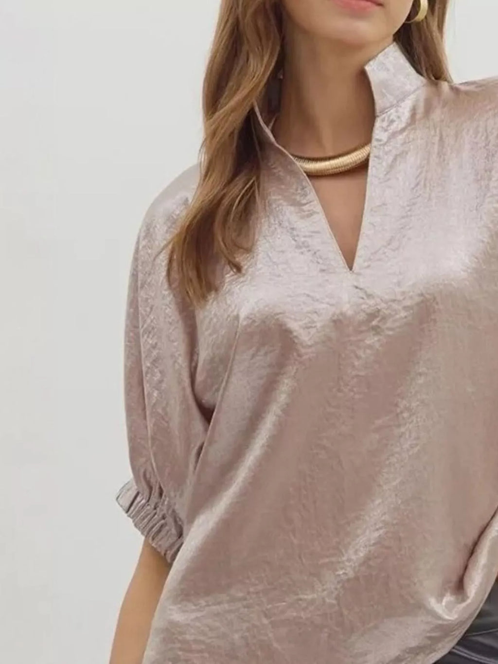 Metallic Shimmering Short Sleeve Blouse