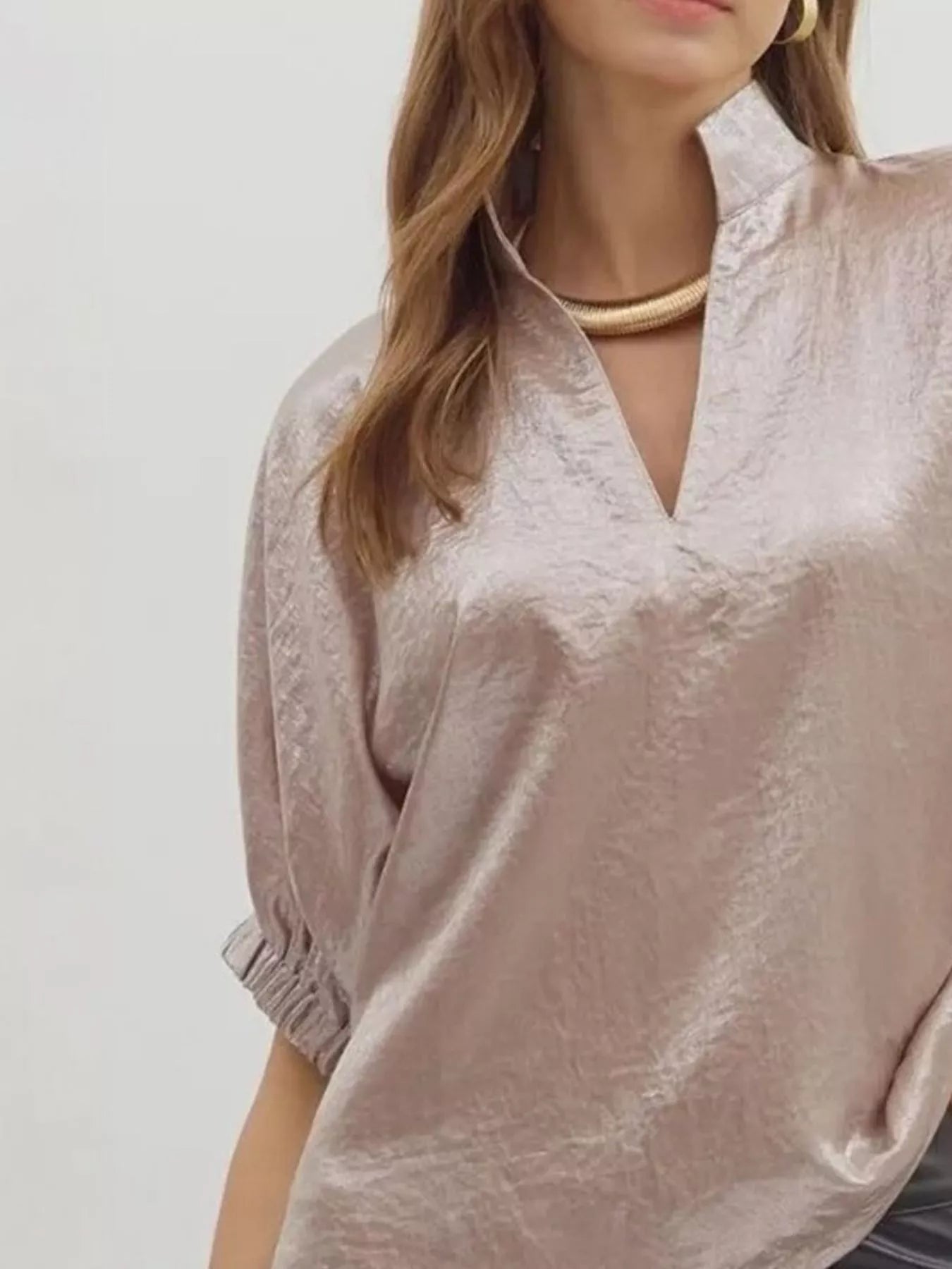 Metallic Shimmering Short Sleeve Blouse