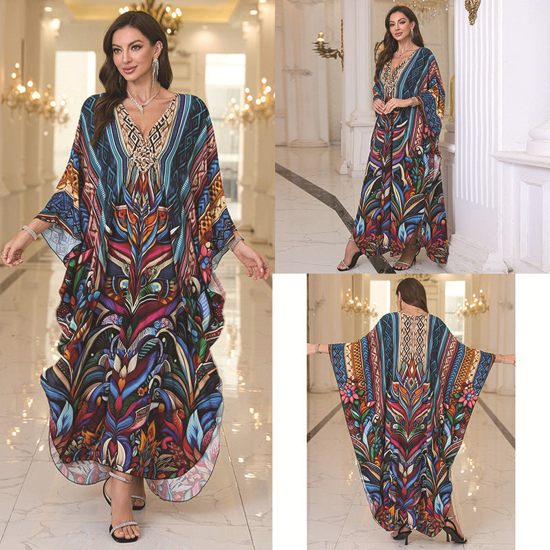 Fashion Personalized Cotton Printed Beach Dress Women