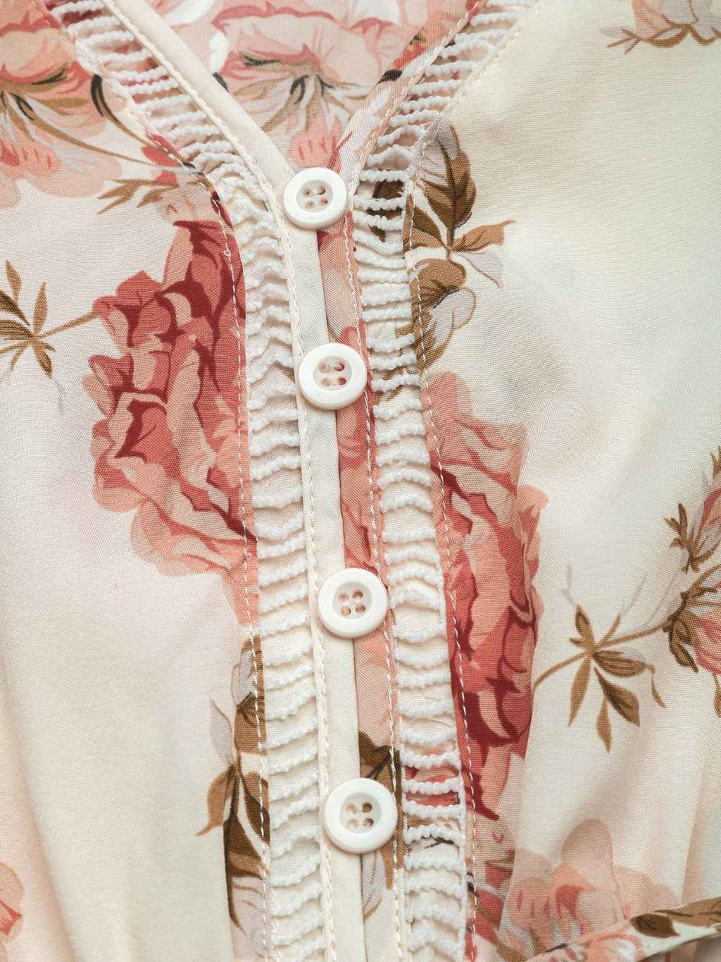 Printed Ruffled Hem V-Neck Dress