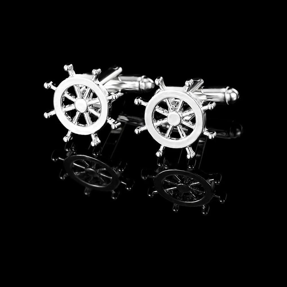Men's Trendy Rudder Cufflinks and Tie Clip Set