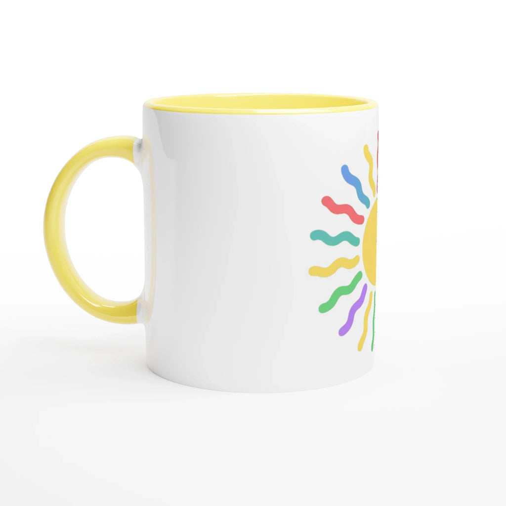Enchanted Rainbow Sun White 11oz Ceramic Mug with Color Inside