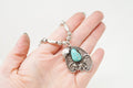 Vintage Native American Signed MV Turquoise Rope Sterling Silver Necklace