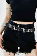 Stylish Chic PU Leather Two Row Eyelet Belt – Durable and Fashion-Forward Design See size chart under “more details”