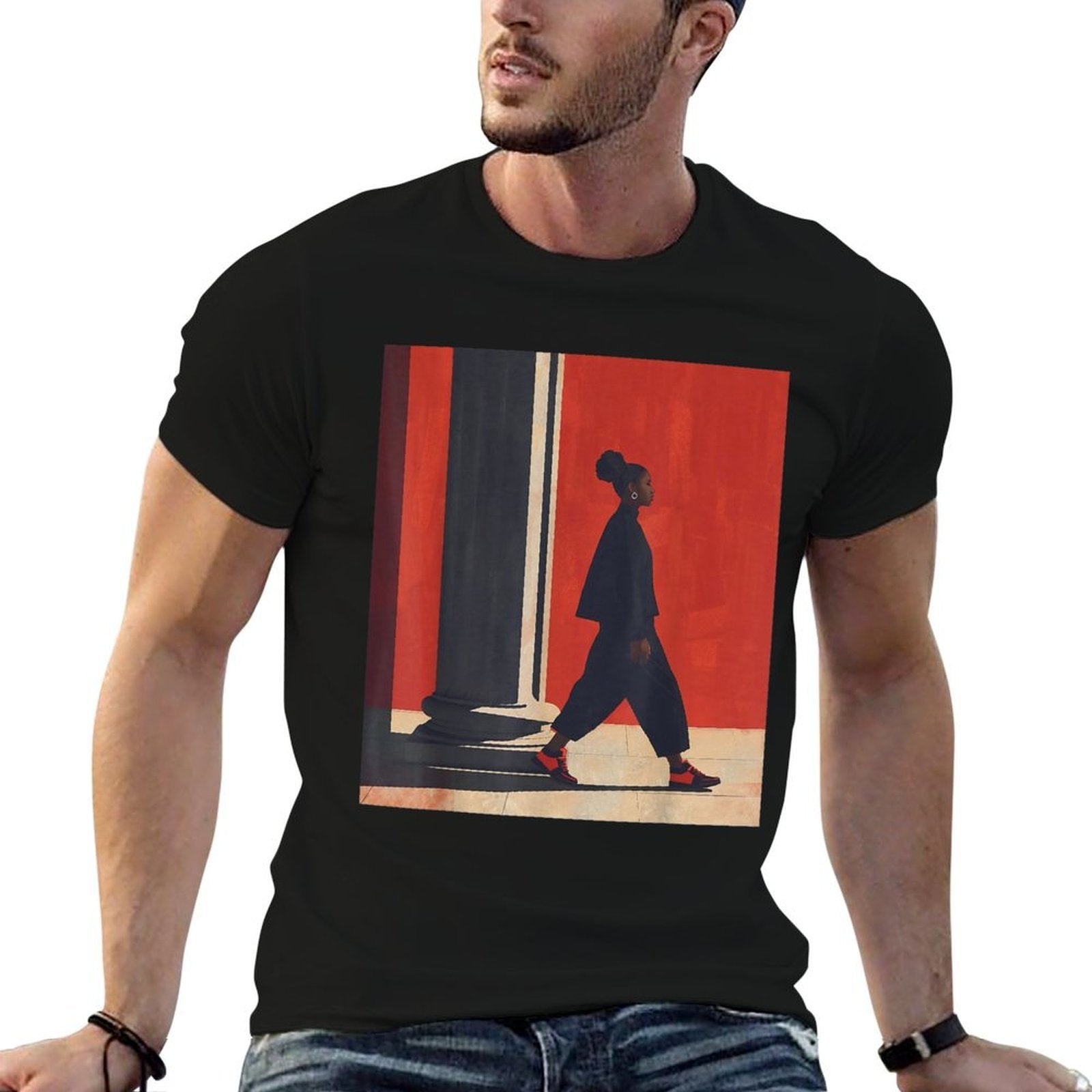 Black Girl Walking Afro Style Women African American Pride  Affordable Price T-Shirt