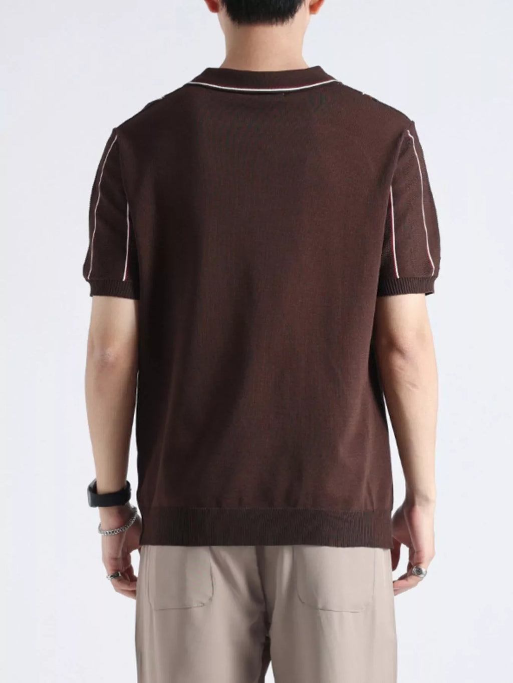 Men's Plus Size Striped Knit Short Sleeve Polo