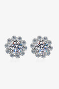 Moissanite Jewelry Floral-Shaped Stud Earrings – Sparkling 1 Carat Design See size chart under “more details”
