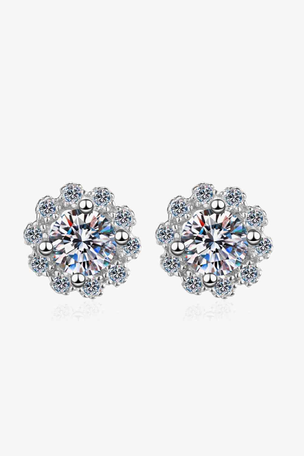 Moissanite Jewelry Floral-Shaped Stud Earrings – Sparkling 1 Carat Design See size chart under “more details”