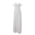 Pure Desire Style Tube Top Hollow-out Cinched Elegant White Dress