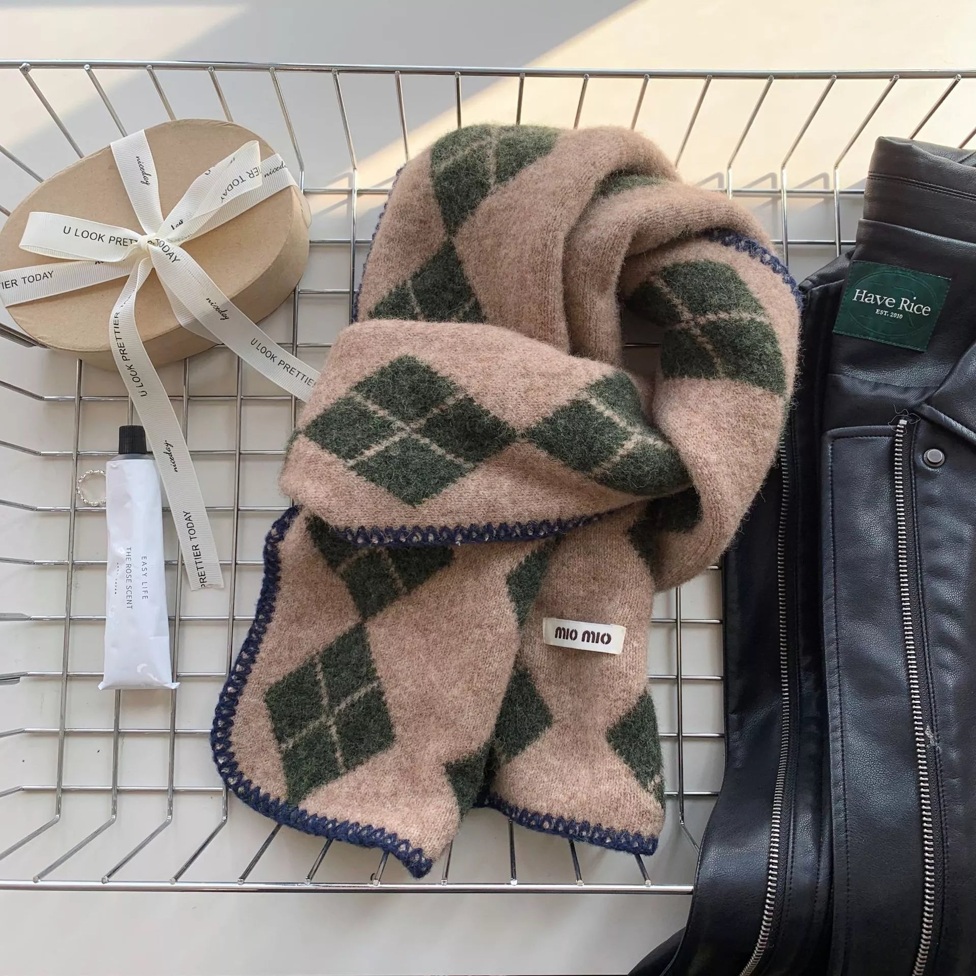 Wool Argyle Scarf - Warm Winter Essential