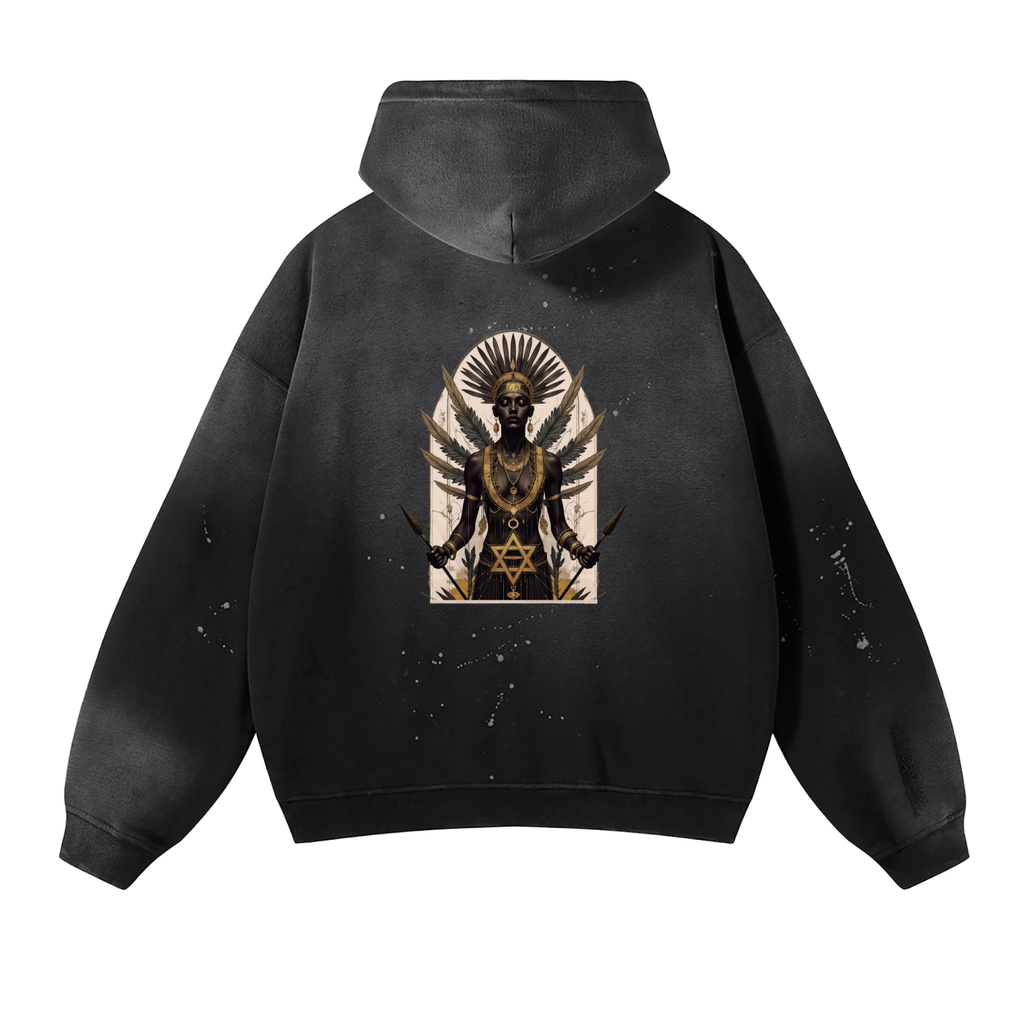 AmaruKhan Hebrews Vintage Washed Frayed Fleece Hoodie