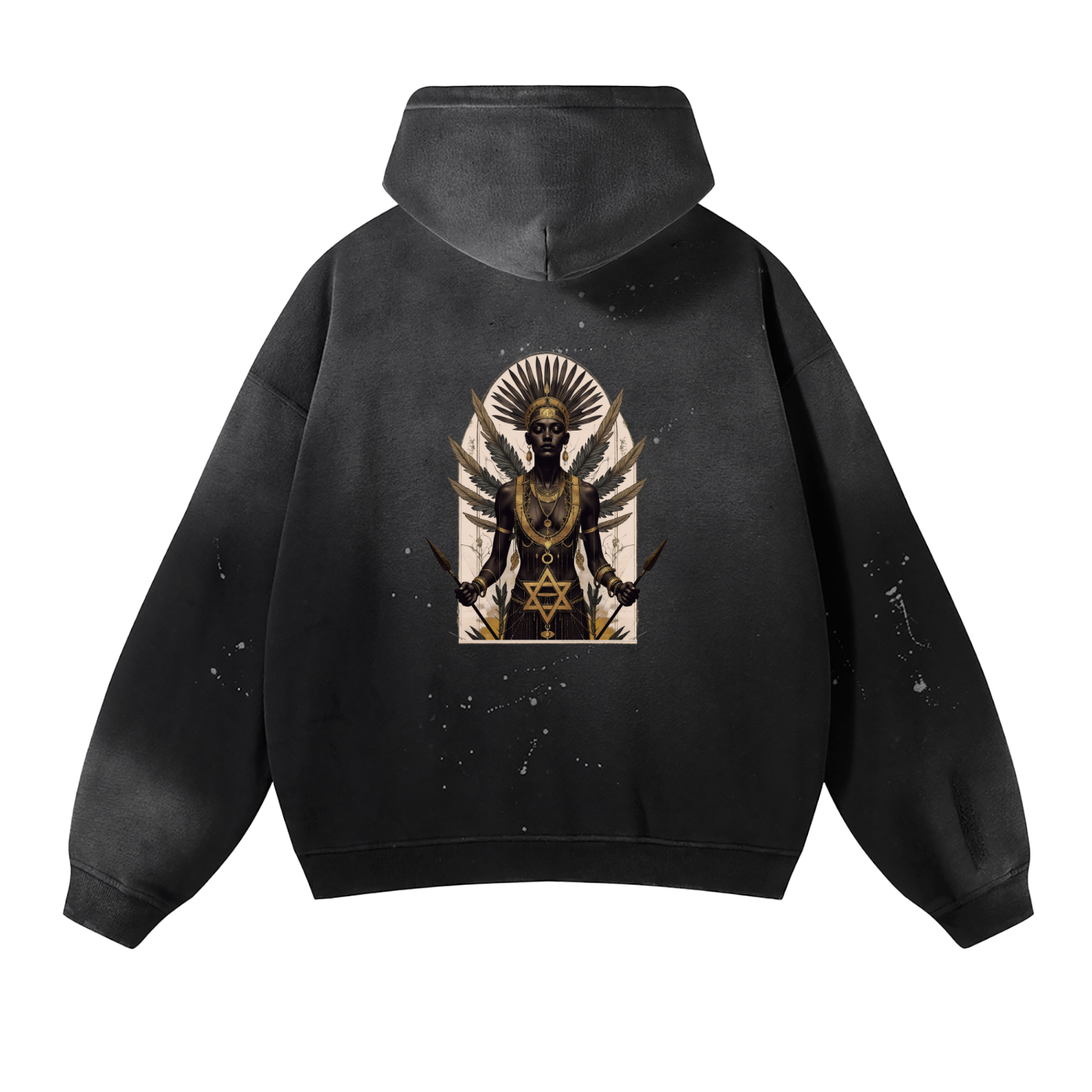 AmaruKhan Hebrews Vintage Washed Frayed Fleece Hoodie