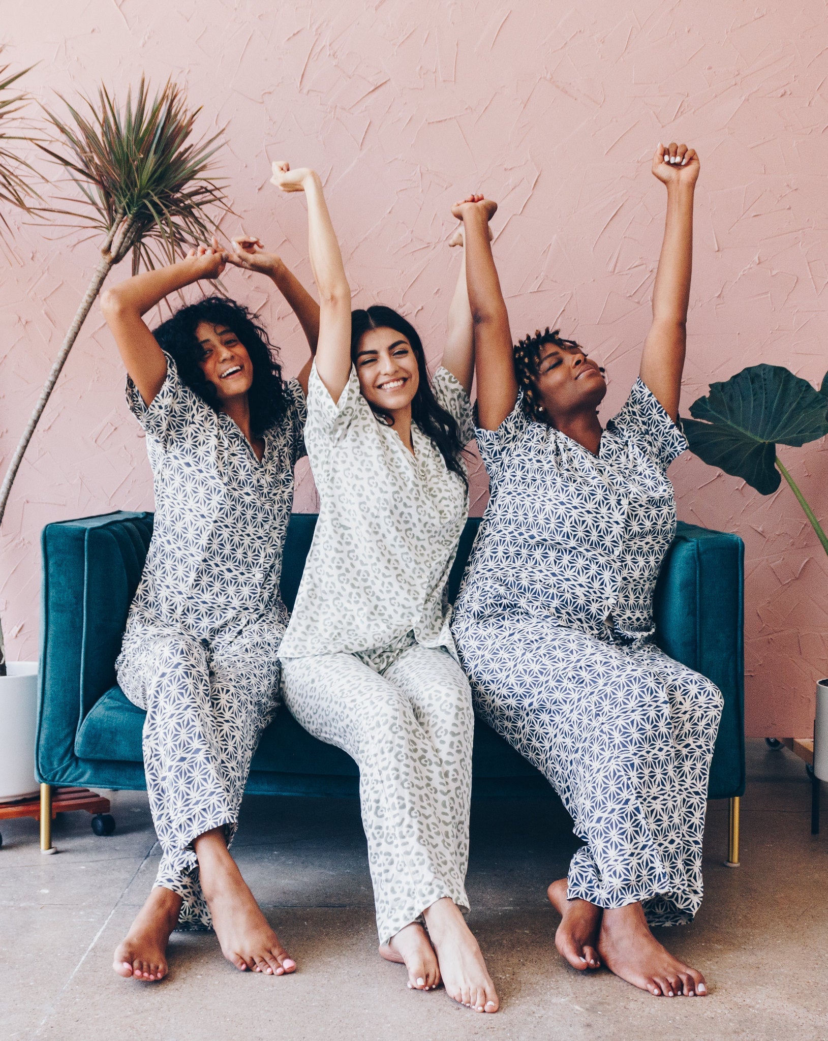 Leopard Pajama Modal Set in Cream + Sage