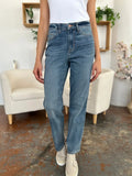 High Waist Straight Leg Jeans – Medium Denim