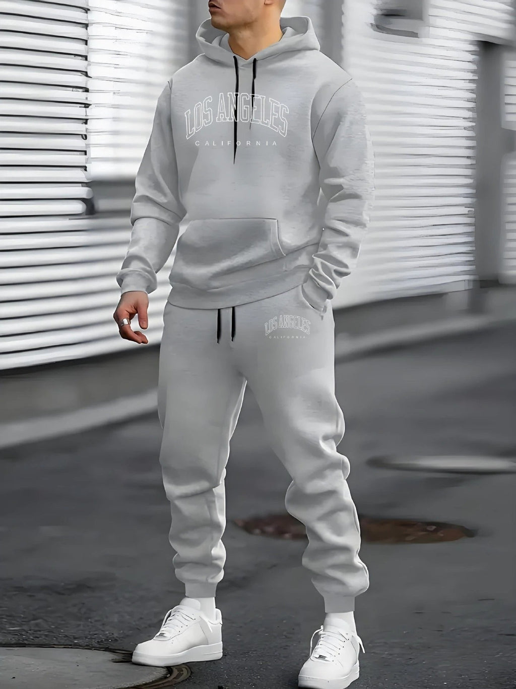 Men's Fleece-lined Letter Print Suit
