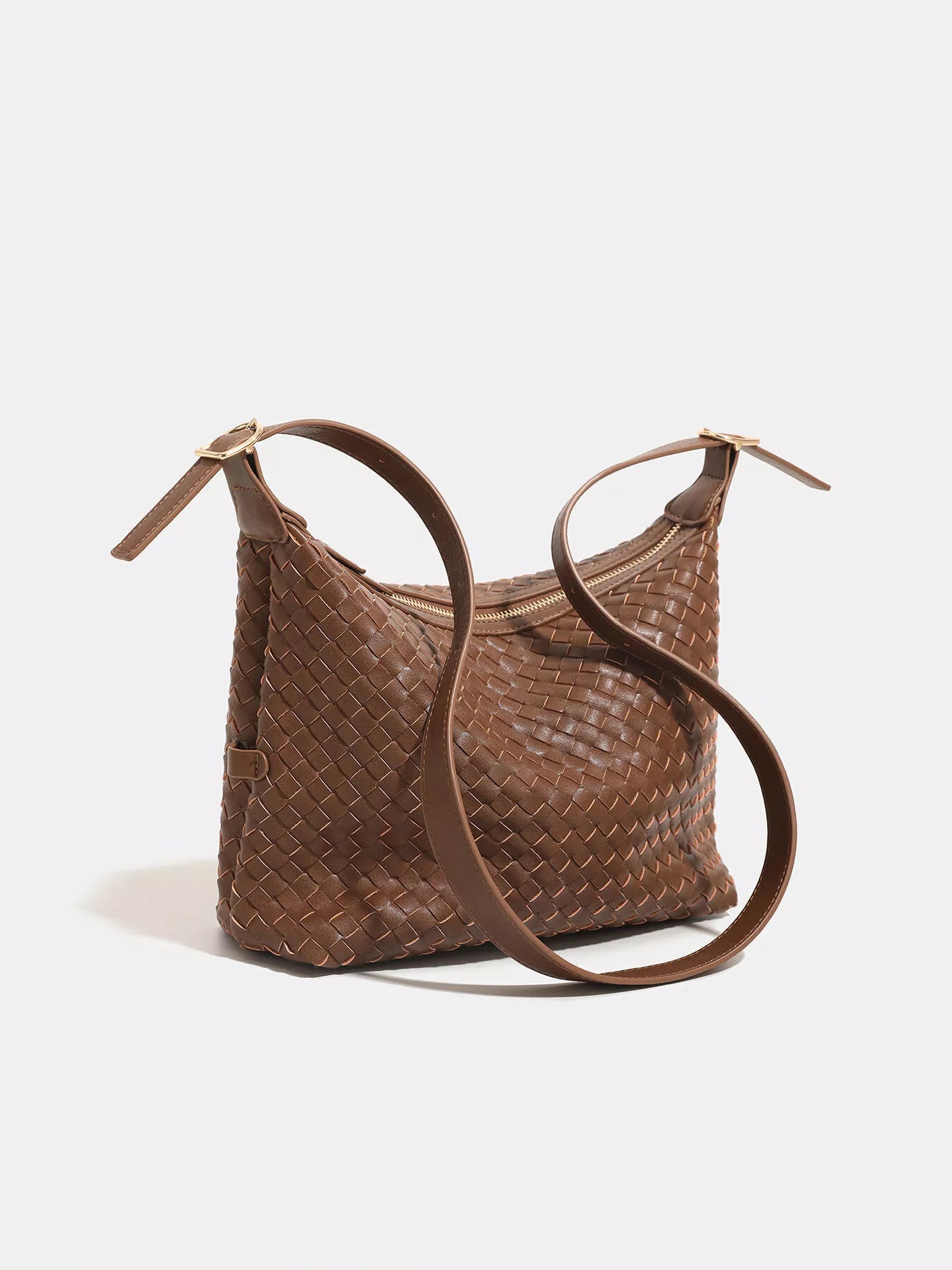 Woven PU Leather Shoulder Bag - Medium
