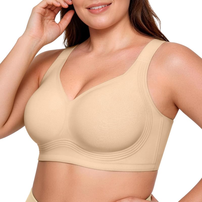 ProKloud Jelly Bras for Women No Underwire Wireless Bra with Support and Lift Full Coverage Plus Size Comfy Seamless Bra