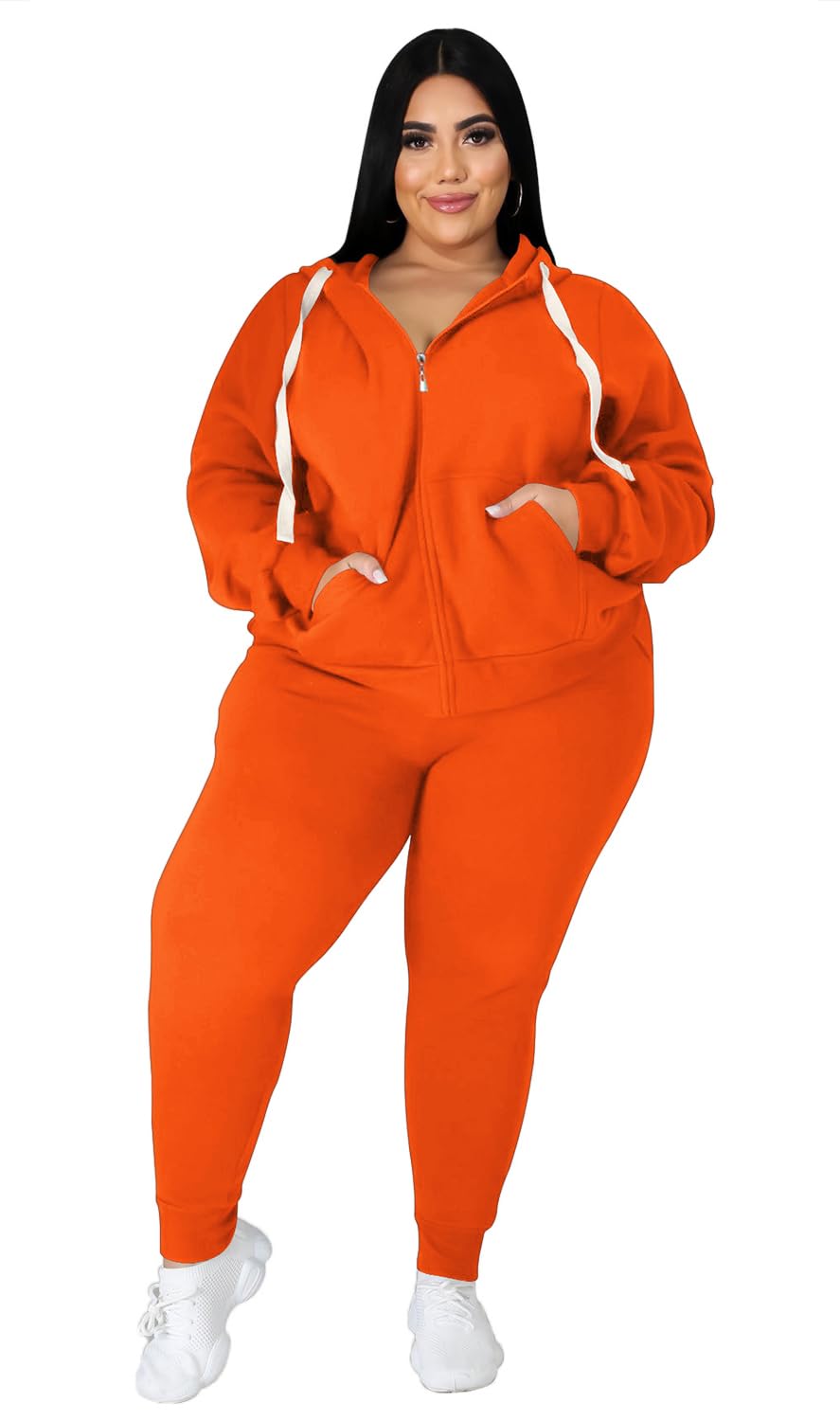 YeGine Womens Plus Size Two Piece Outfits Sweatsuits Casual Long Sleeve Set With Pockets