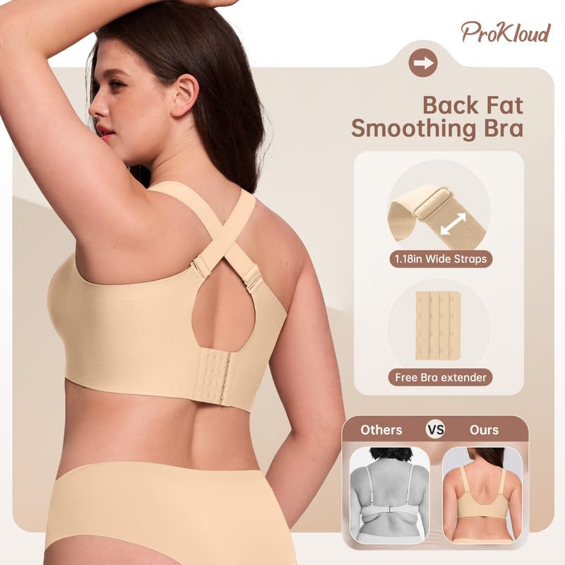 ProKloud Jelly Bras for Women No Underwire Wireless Bra with Support and Lift Full Coverage Plus Size Comfy Seamless Bra