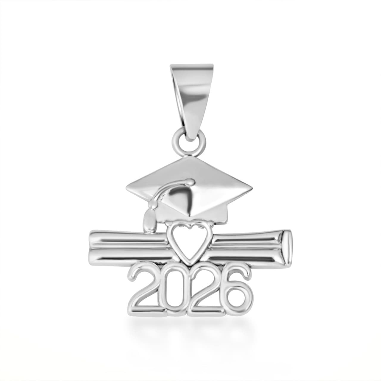 Claddagh Gold .925 Sterling Silver Class Of 2025-2026 Diploma Graduation Cap Pendant Necklace