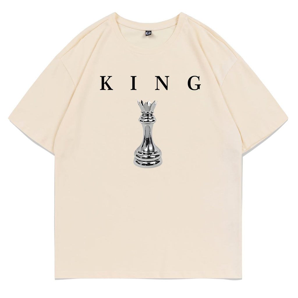 Kelxjia Men's King Chess Shirt Graphic Tees Designer Printed T Shirts for Men Urban Letter T-Shirt Streetwear