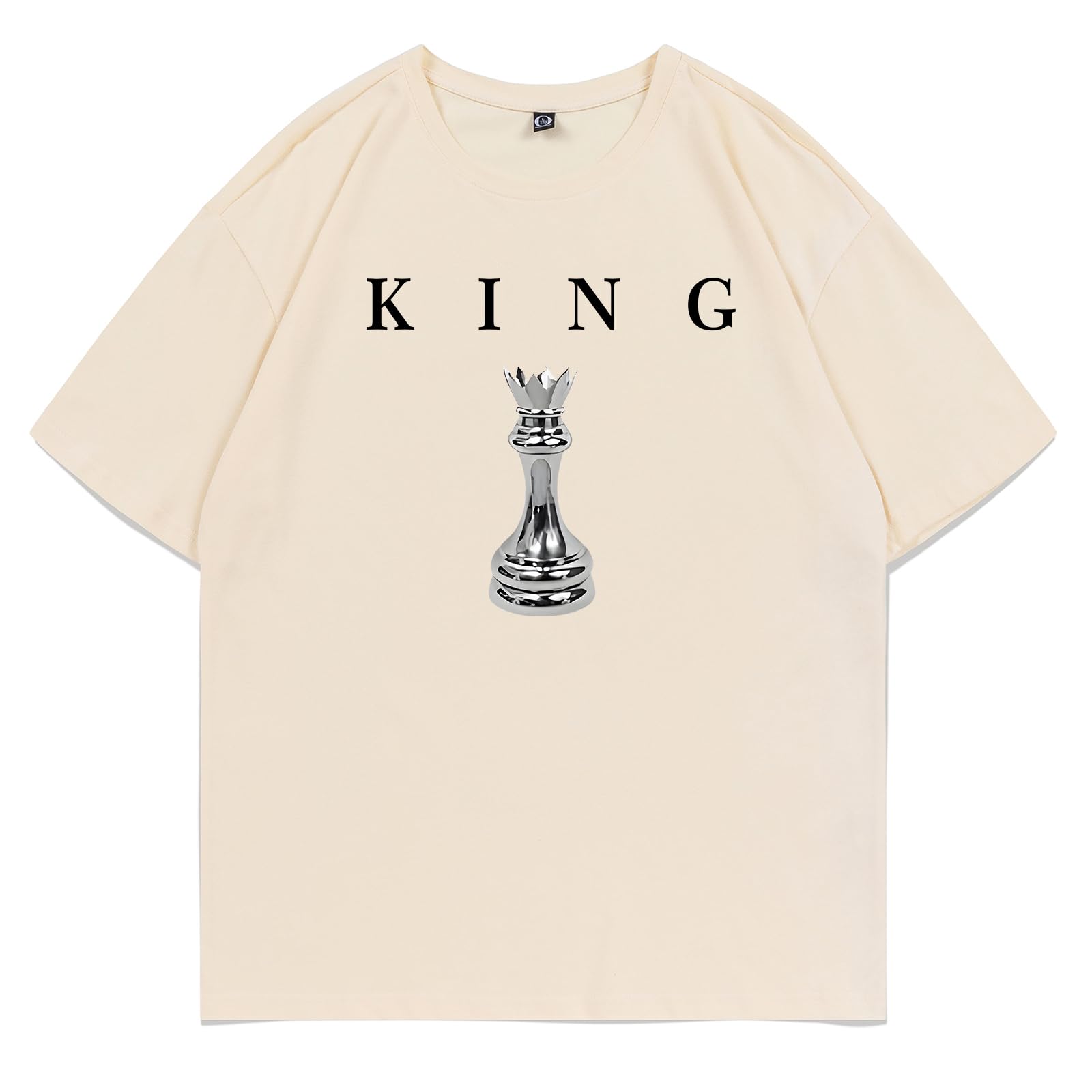 Kelxjia Men's King Chess Shirt Graphic Tees Designer Printed T Shirts for Men Urban Letter T-Shirt Streetwear