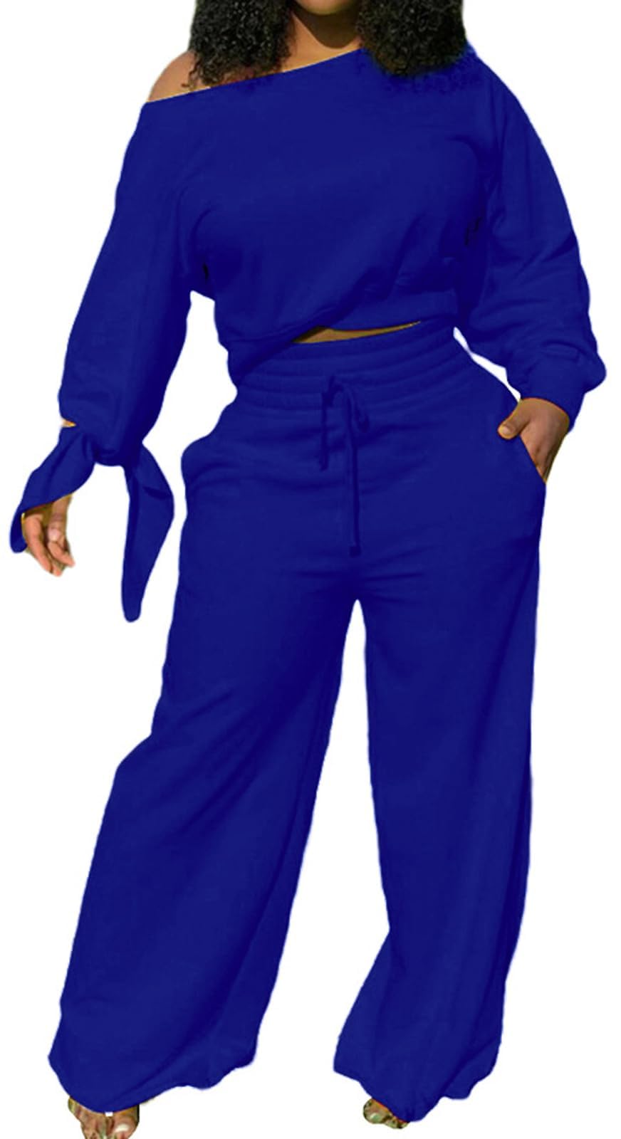 Yiershu Lounge Sets for Women 2026 Sweatsuits 2 Piece Outfit Tracksuit Matching Set Wide Leg Sweatpant