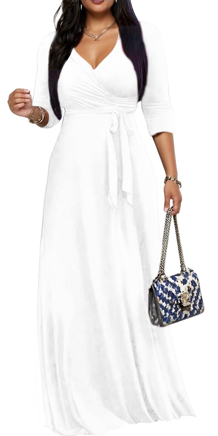 Maxi Dresses for Women Long Dress Casual V-Neck Loose Prom Dresses All Seasons
