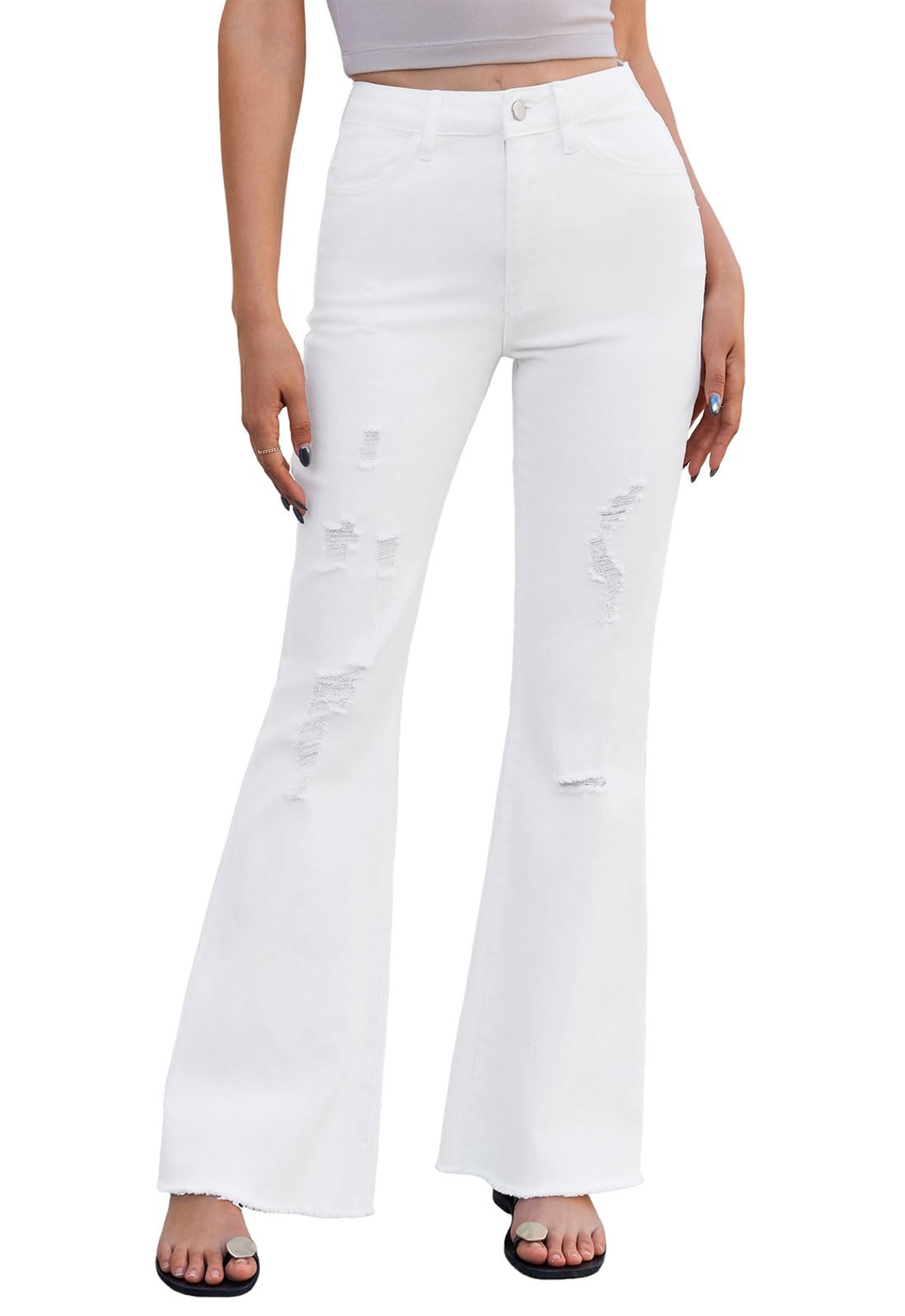 PEIHOT Vintage Bell Bottoms Flare Jeans for Women 90s High Waist Ripped Distressed Wide Leg High Rise Denim Pants