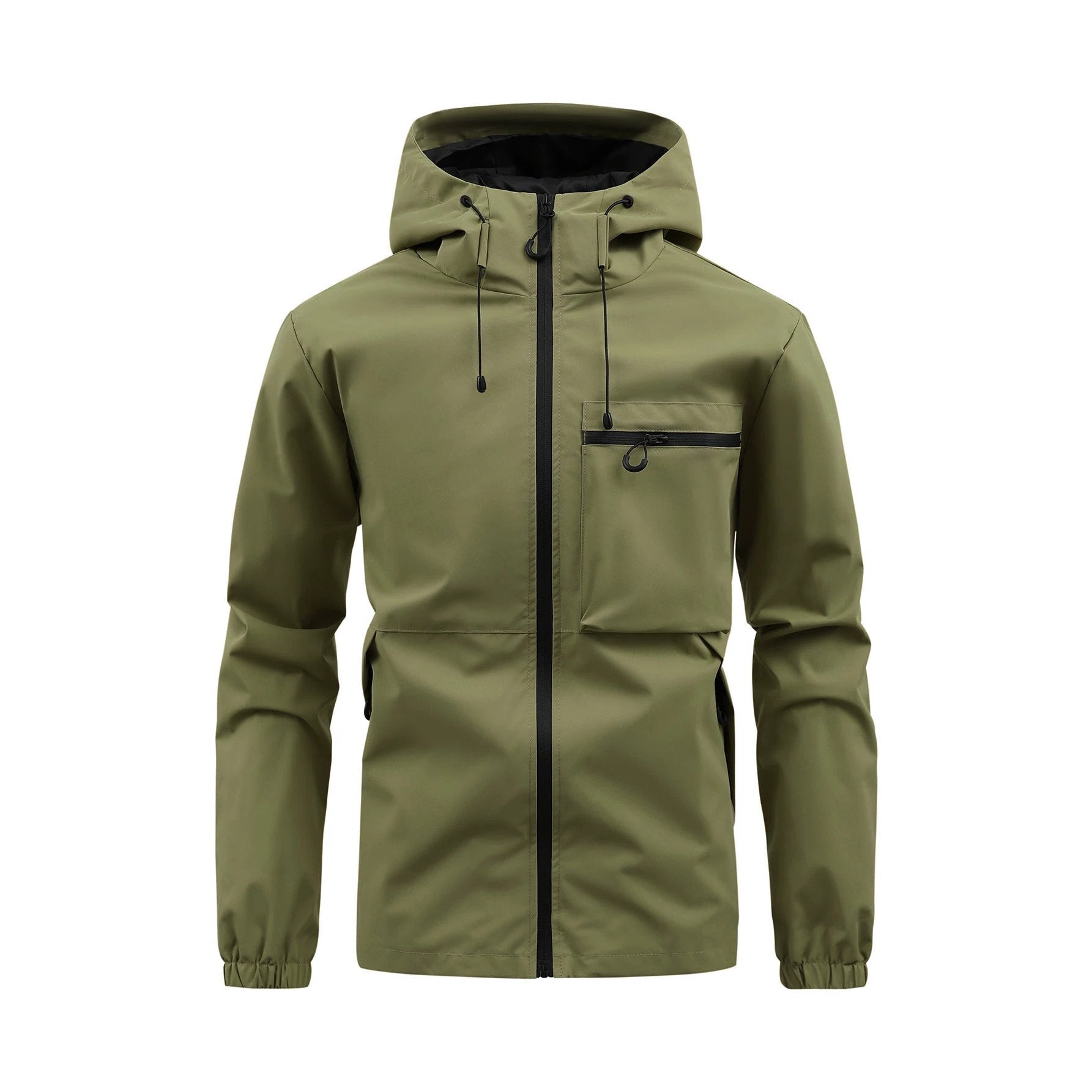 Men's Fashion Casual Hooded Solid Color Multi-pocket Work Pants Outdoor Coat