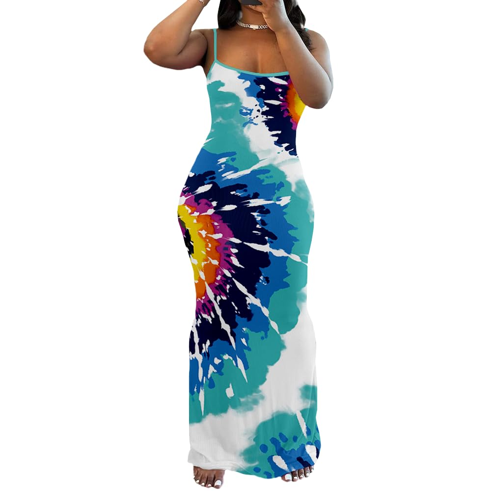 PINSV Women Summer Long Dress Casual Slip Sexy Sleeveless Bodycon Maxi Dresses for Women