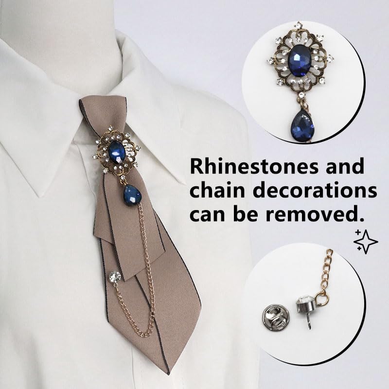 GHTIYLP Adjustable Ties for Women Vintage Womens Tie with Crystal, Pre-Tied Neck Tie for Women Girls Party School Work Casual