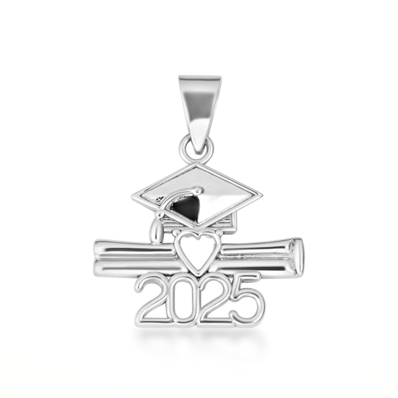 Claddagh Gold .925 Sterling Silver Class Of 2025-2026 Diploma Graduation Cap Pendant Necklace
