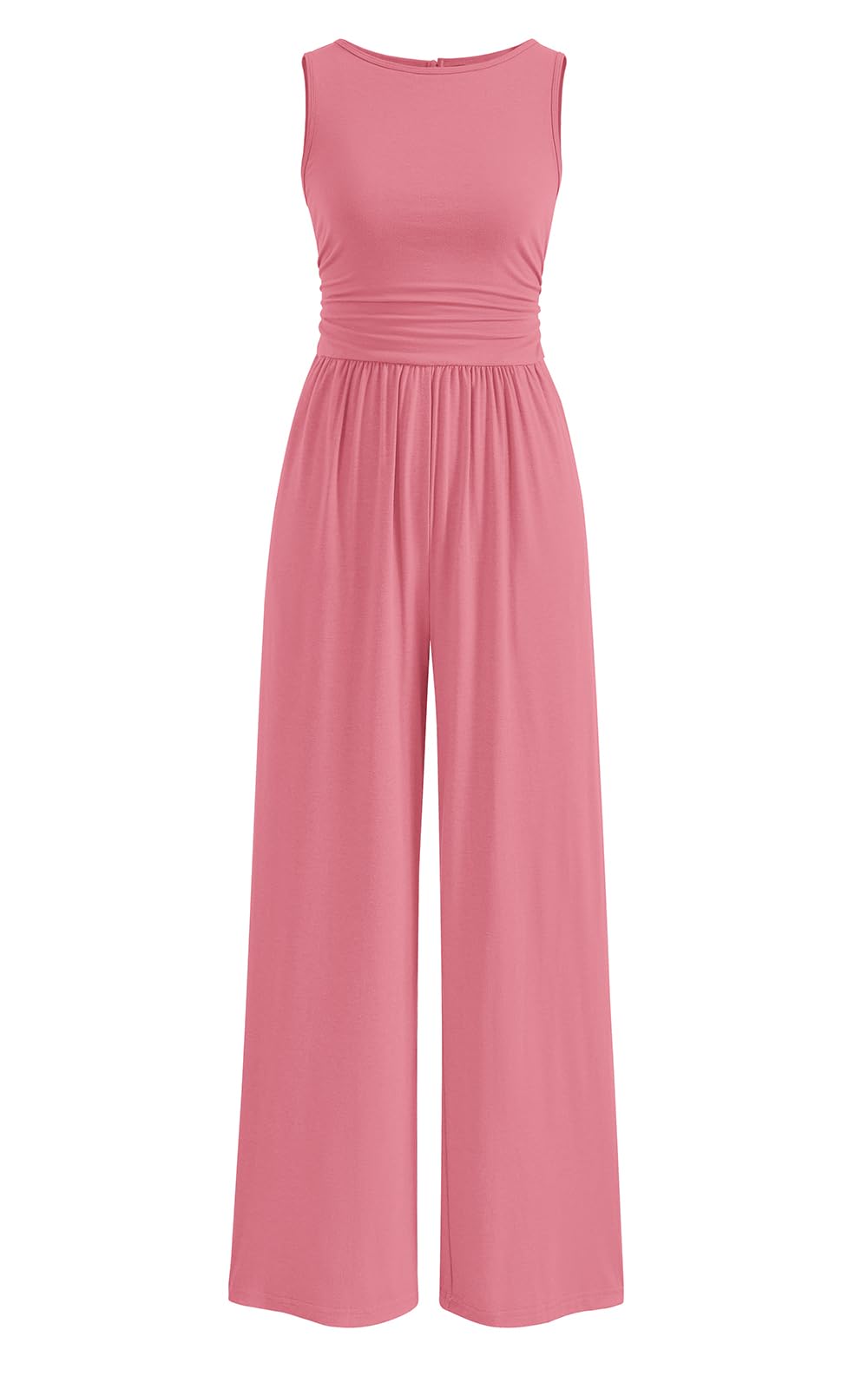 PRETTYGARDEN One Piece Jumpsuits for Women Dressy Casual Sleeveless Crewneck Wide Leg Rompers Jumpers Vacation Summer Outfits