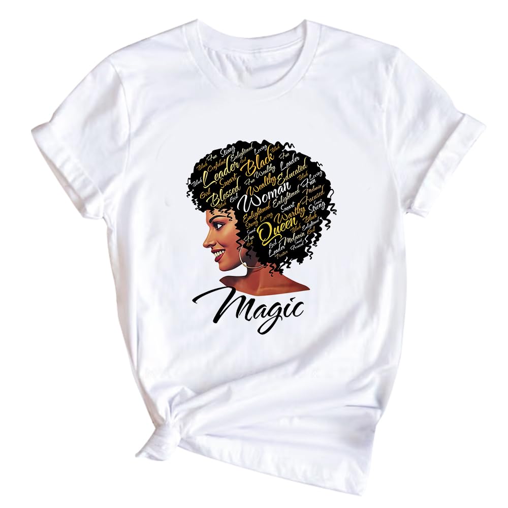 Black History Shirts Black Graphic tees for Men and Women, Magic Fashion Afro American Natural Hair Vintage Melanin T-Shirts
