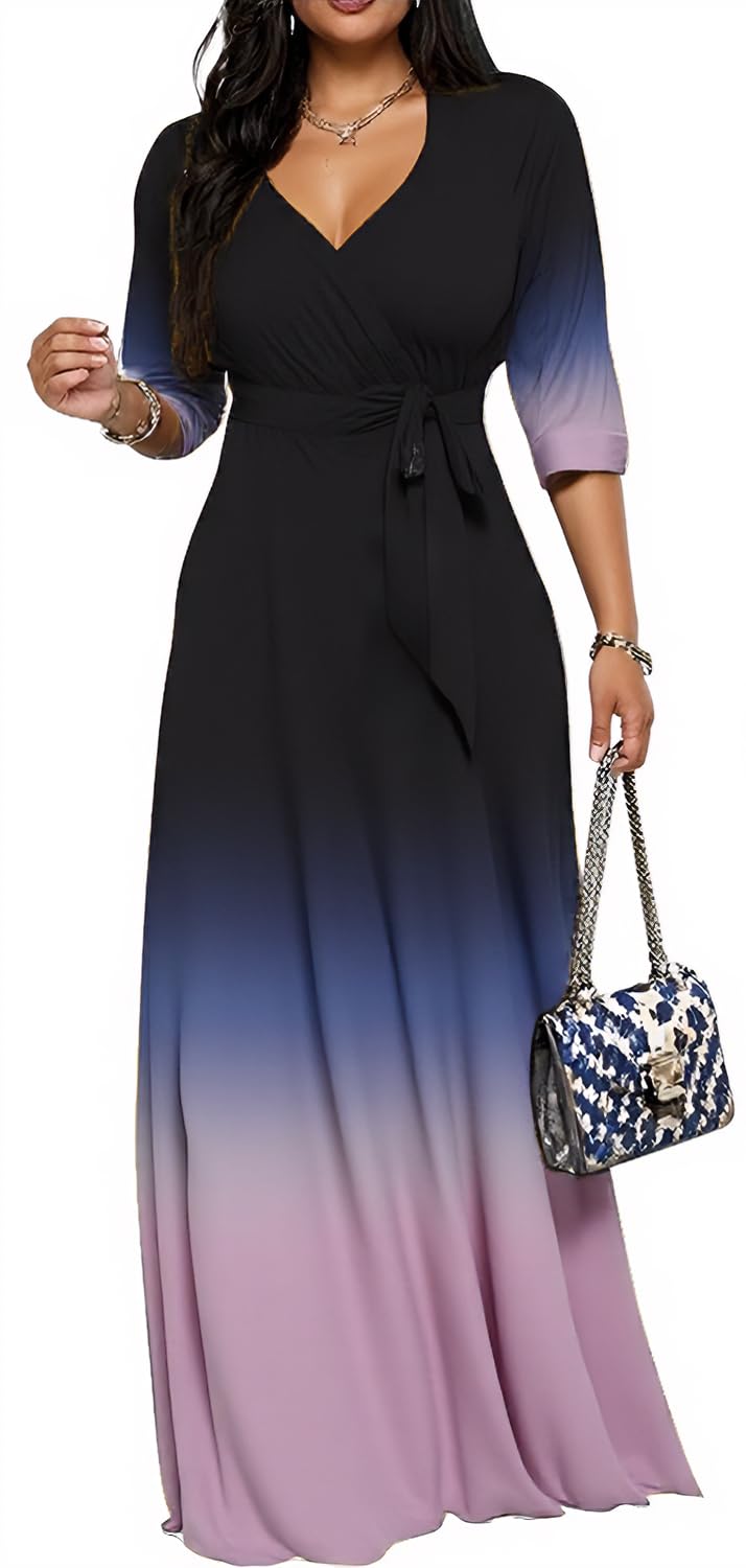 Maxi Dresses for Women Long Dress Casual V-Neck Loose Prom Dresses All Seasons