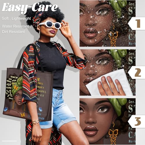 Foinior African American Black Women Tote Bag Black Girl Magic Shoulder Handbag For Work Travel Beach Shopping