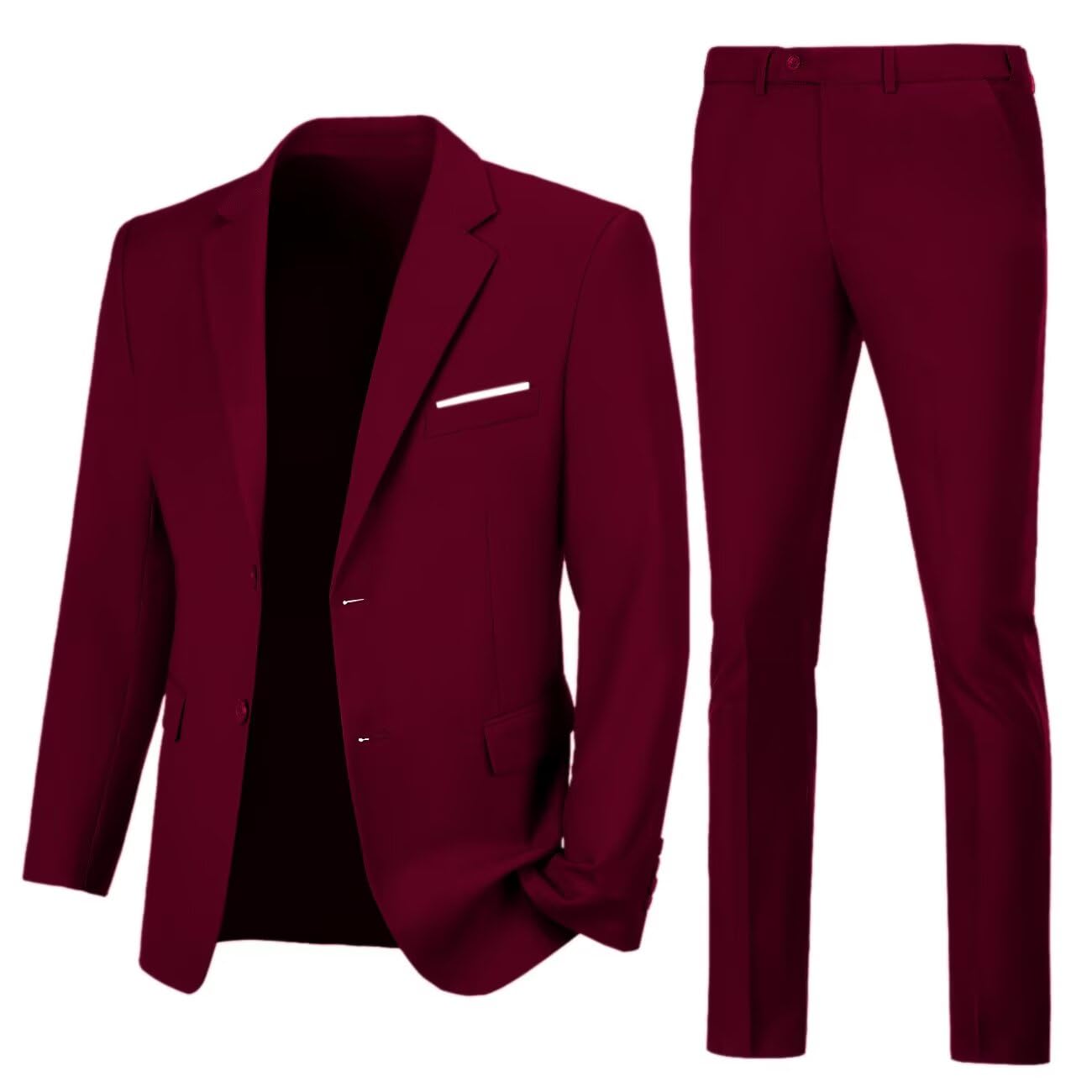 Lynerun Mens 2 Piece Slim Fit Suit Two Button Formal Solid Suit Jacket Pants Set Wedding Work Prom Tuxedo Men