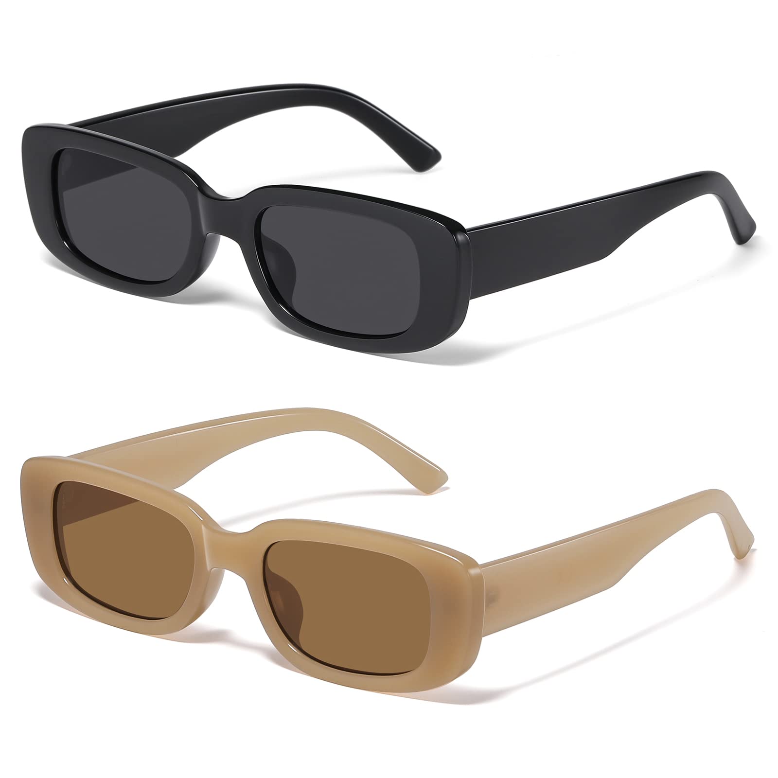 JASPIN Rectangle Sunglasses for Women Men Trendy Y2k Retro 90s Sun Glasses UV Protection Cool Square Frame