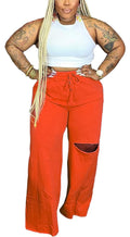 2 Piece Outfits for Women Pure Color Sleeveless Ribbed Knit Tank Top Ripped Wide Legs Long Pants Tracksuit Sport Set